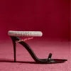 Top Quality Crystal Strap Stiletto Sandals Sexy Pointed Toe Black Patend Leather Slip On Fashion Summer New Arrivals Shoes