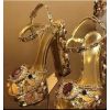 Gold Sandals Crystal Pearl Decor Platform Heels Chunky Heel Women Summer Shoes Luxury Colorful Open Toe Lady Elegant Sandals
