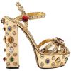Gold Sandals Crystal Pearl Decor Platform Heels Chunky Heel Women Summer Shoes Luxury Colorful Open Toe Lady Elegant Sandals